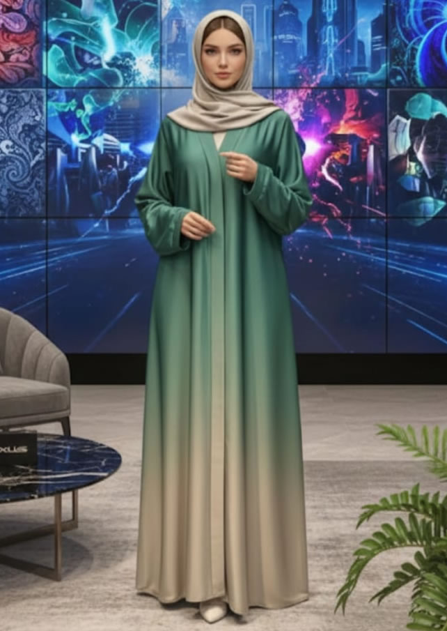 Green Gradient Abaya